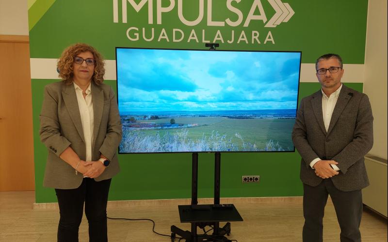 La alcaldesa de Villanueva de la Torre subraya el estrat�gico futuro pol�gono industrial durante su visita a la oficina Impulsa Guadalajara
