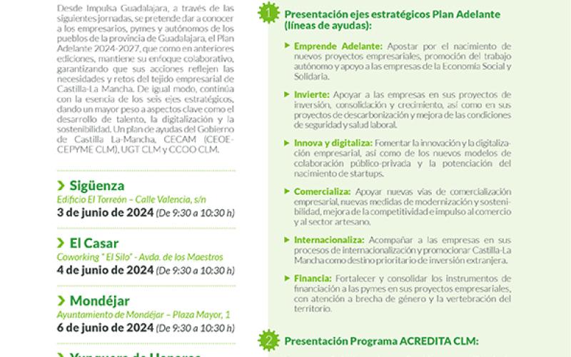 Impulsa Guadalajara organiza 4 jornadas informativas sobre las ayudas a empresas, pymes y aut�nomos del Plan Adelante 2024-2027