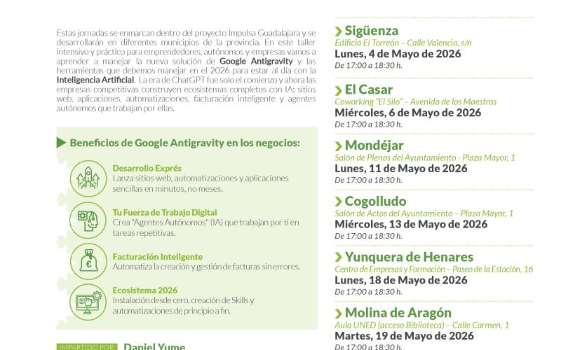Jornada: Revoluciona tu negocio con Inteligencia Artificial & Google Antigravity dirigidas a pymes y emprendedores